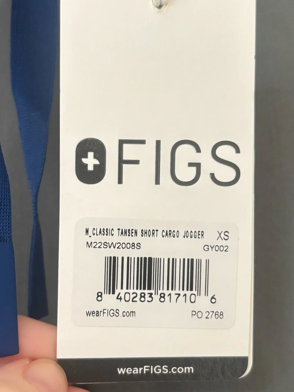NWT FIGS Mens Classic Tansen Charcoal Cargo Joggers with Navy Drawstring - Short